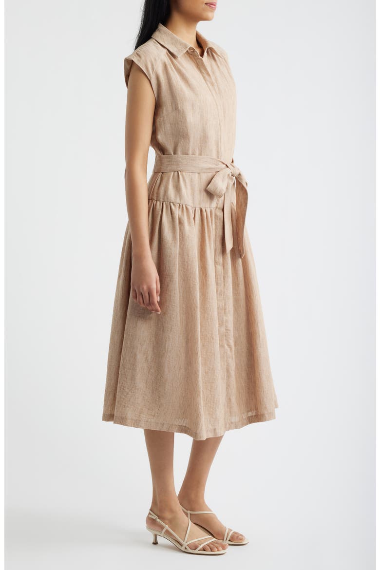 Cap Sleeve Tie Waist Midi Dress, Alternate, color, KHAKI