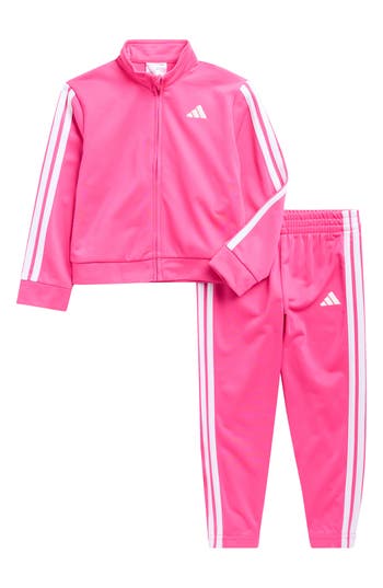 Adidas Originals Adidas Kids' Classic 3-stripe Tricot Track Jacket & Joggers Set In Pink