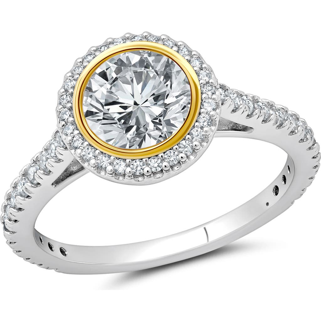 Crislu Two-tone Halo Ring In Metallic