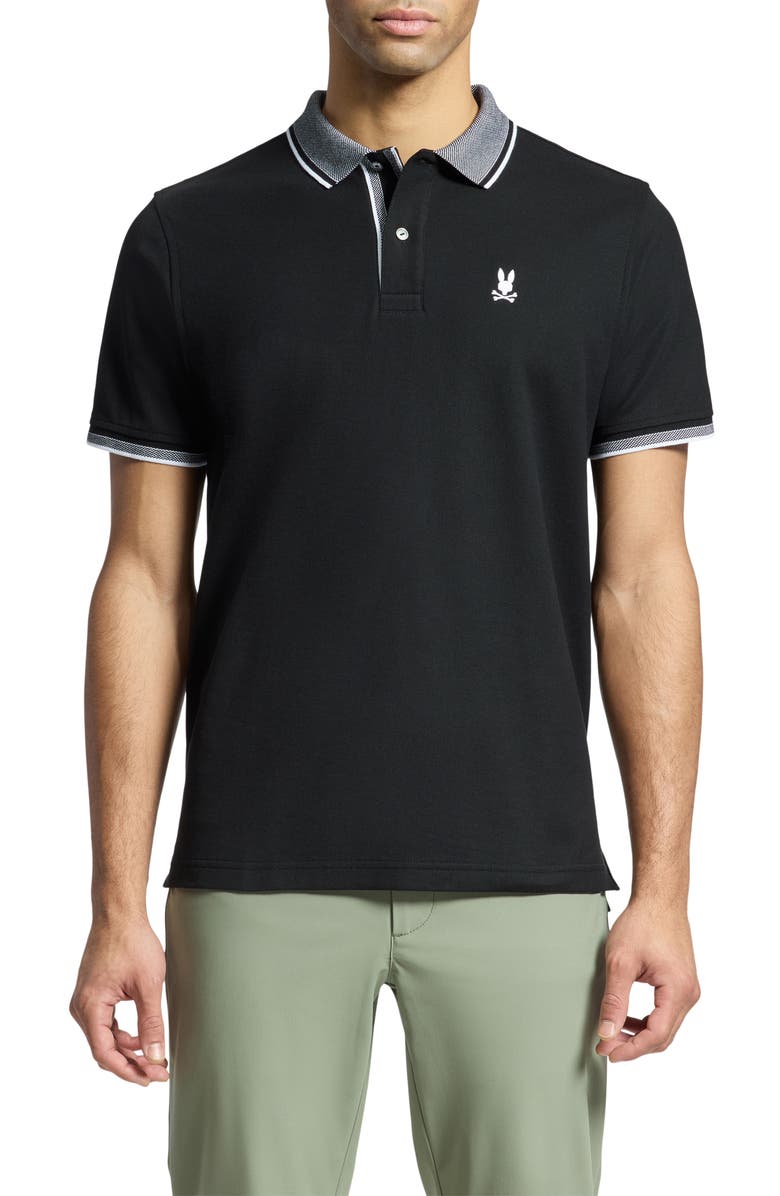 Psycho Bunny Evandale Tipped Piqué Polo, Main, color, 