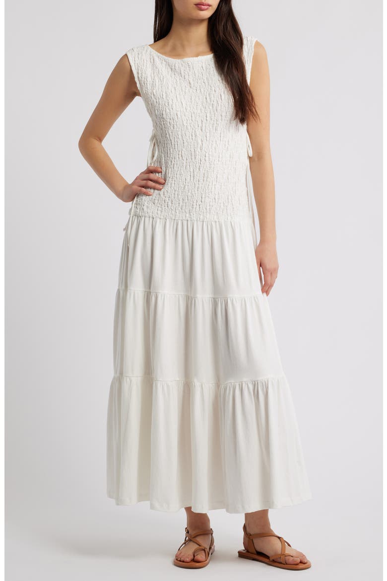 Sterling Smocked Side Tie Maxi Dress, Main, color, IVORY
