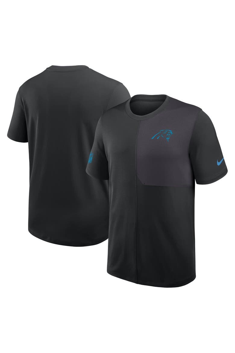 Men's Nike Black Carolina Panthers Sideline UV Performance Coach Shirt, Alternate, color, Black