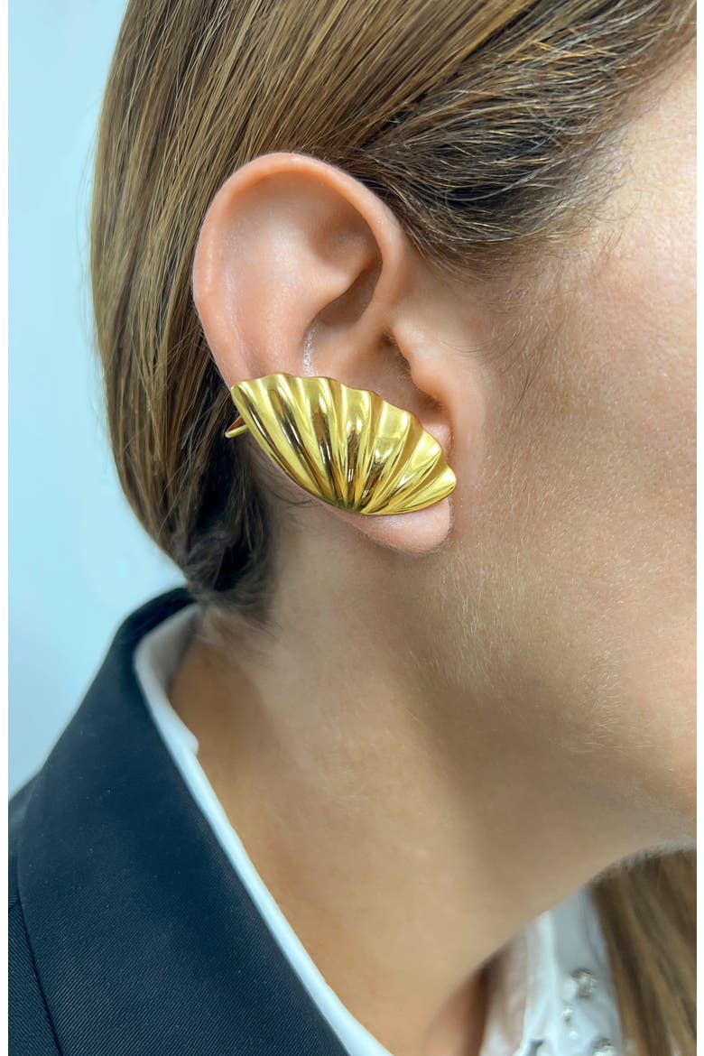 Water Resistant Scalloped Ear Cuffs, Alternate, color, YELLOW