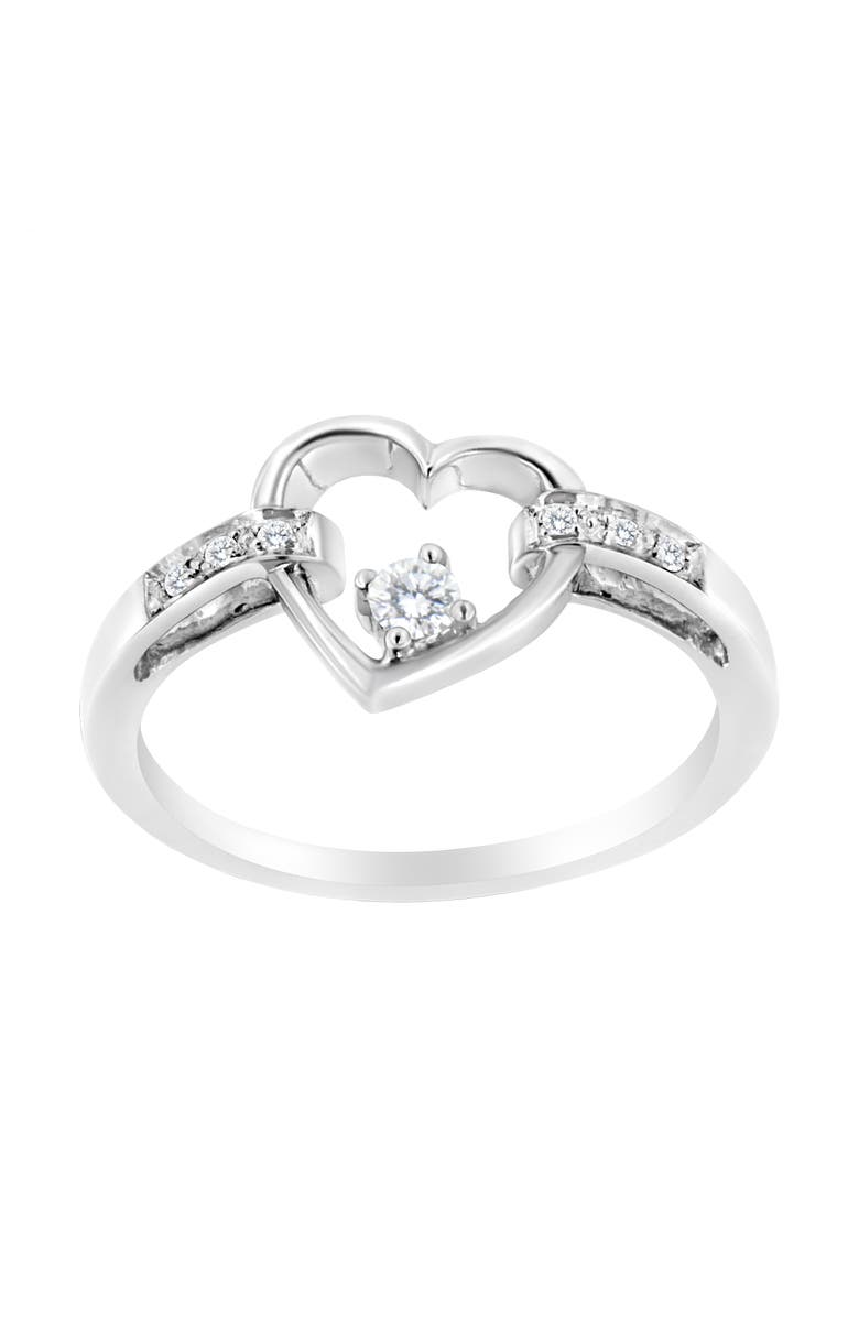 Haus of Brilliance 14K White Gold 1/8 Cttw Channel Set Round-Cut Diamond Heart Ring, Alternate, color, White Gold