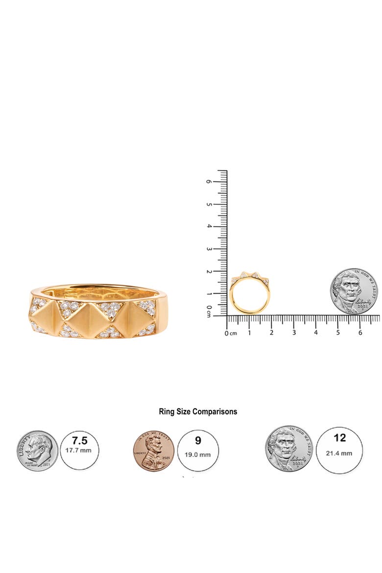 14K Yellow Gold 1/4Cttw White Diamond Pyramid Band Ring, Alternate, color, Yellow