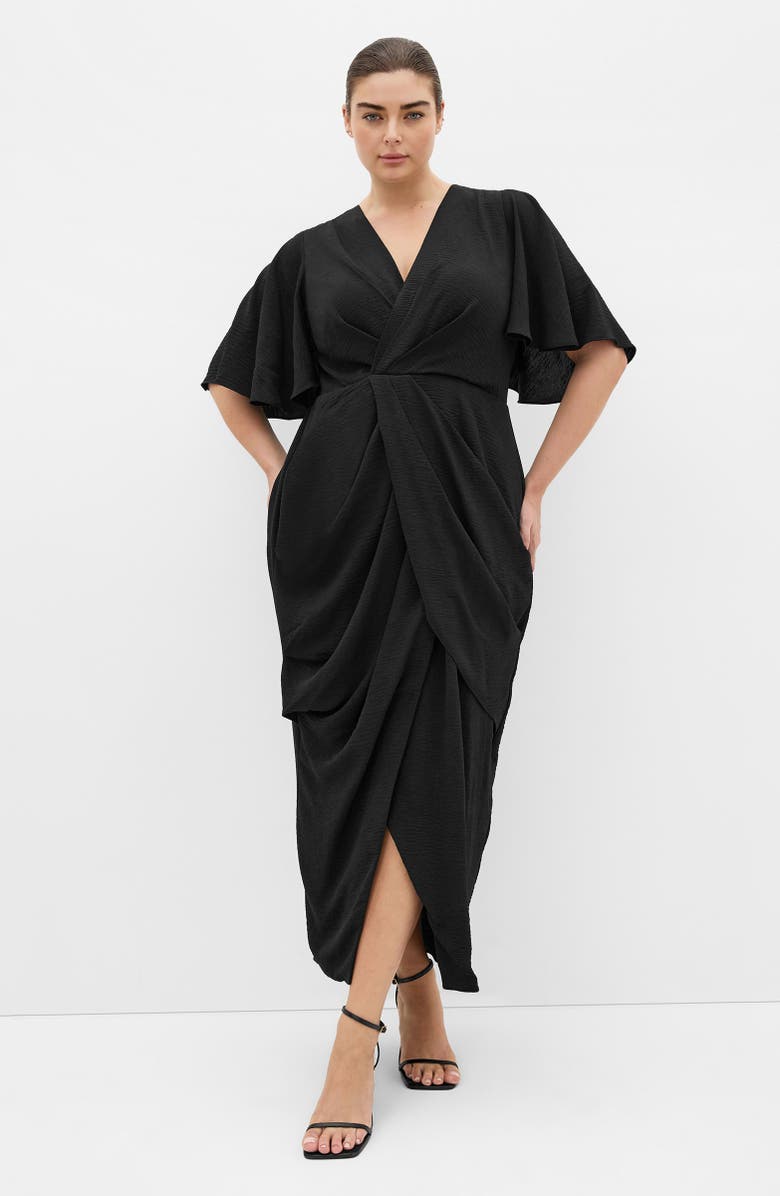 City Chic Braelynn High-Low Maxi Dress, Alternate, color, Black