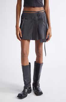 Acne Studios Ipleat Belted Pleated Miniskirt