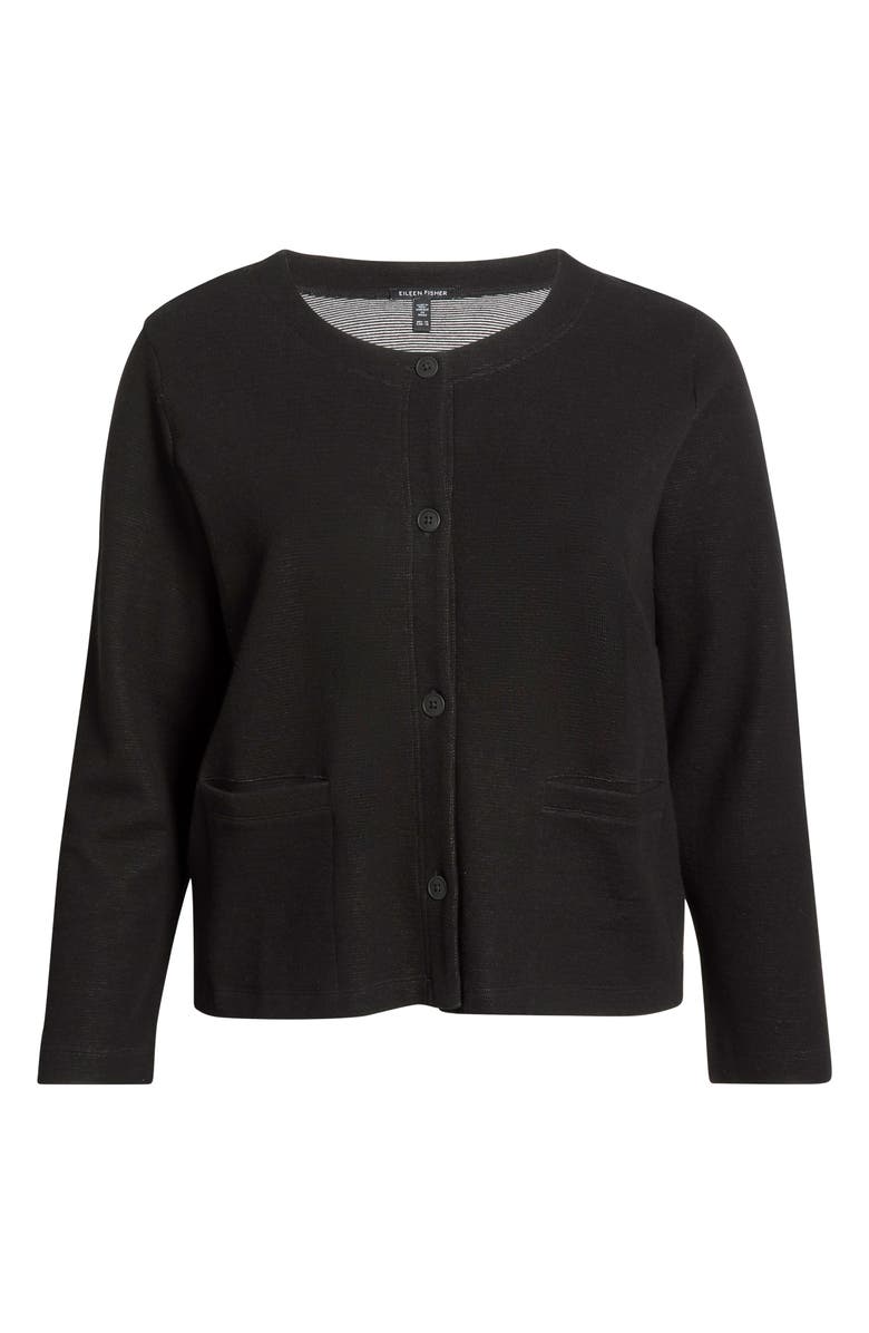Eileen Fisher Button Front Organic Cotton Jacket, Main, color, Black