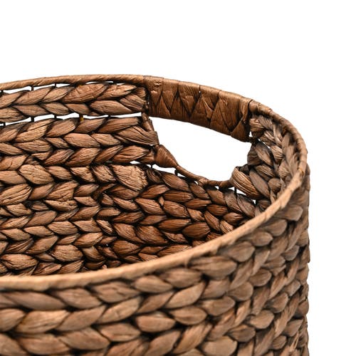 Happimess Avery Bohemian Cottage Handwoven Hyacinth Cylinder Nesting Baskets With Handles, In Brown