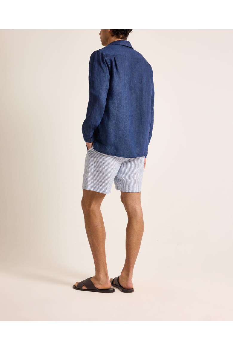 Vincent Linen Relaxed Fit Linen Long Sleeve Overhead Shirt, Alternate, color, Night Iris