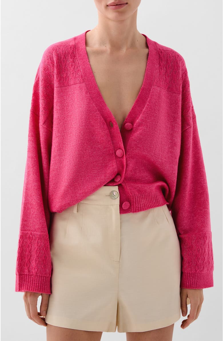 Scalpers Tran Buttons Cardigan, Main, color, Raspberry