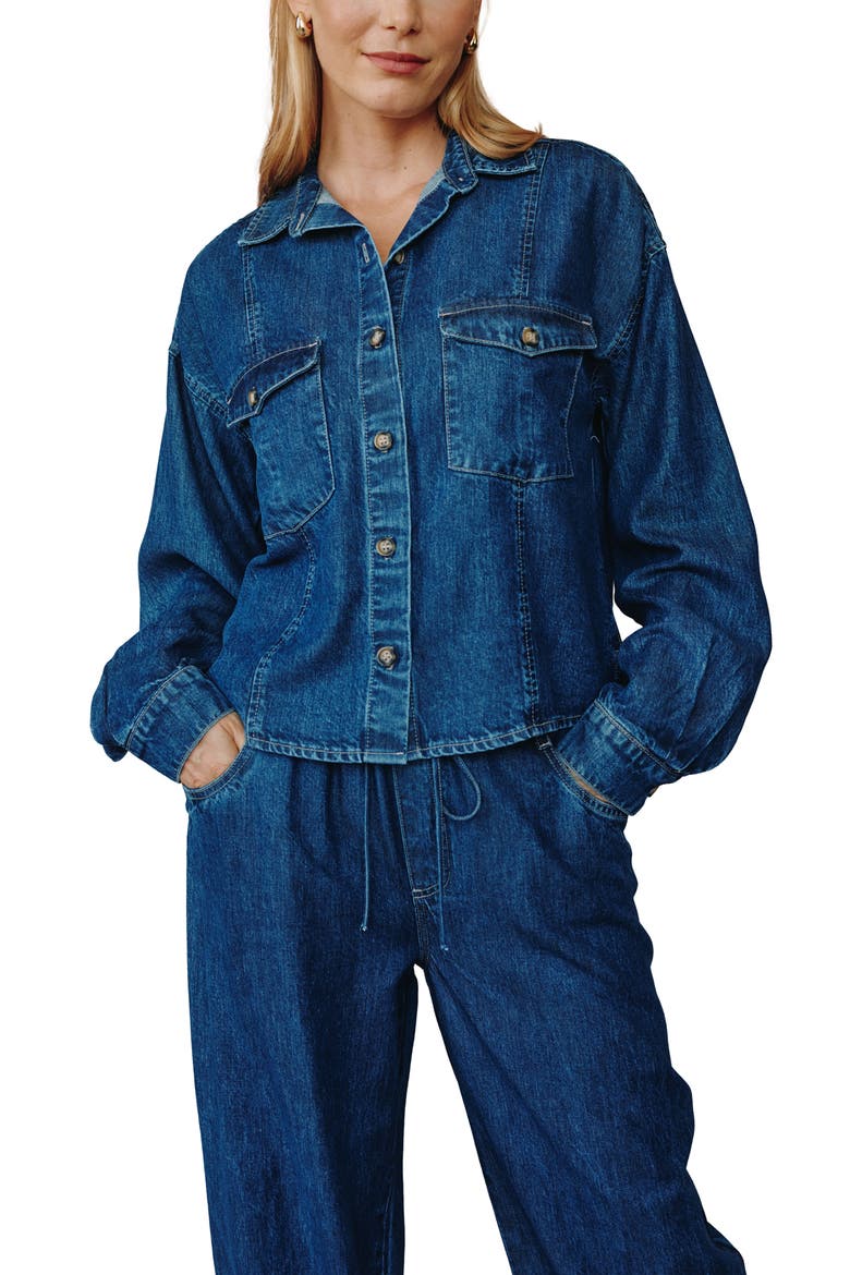 Denim Shacket, Alternate, color, DEEP BLUE RINSE