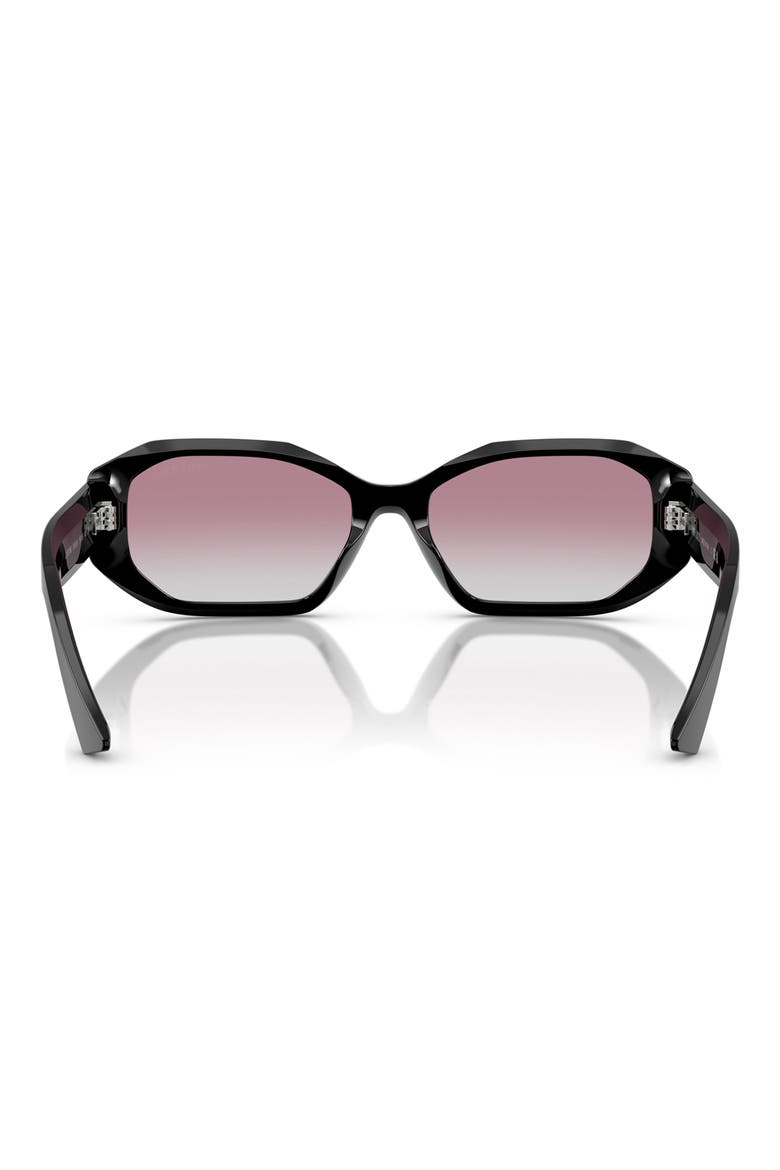 56mm Gradient Oval Sunglasses, Alternate, color, BLACK / SILVER NIGHT