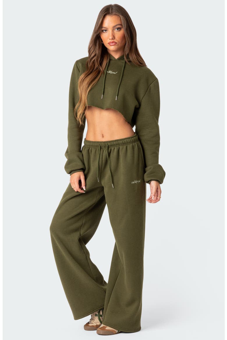 Breanna Cotton Blend Crop Hoodie, Alternate, color, OLIVE