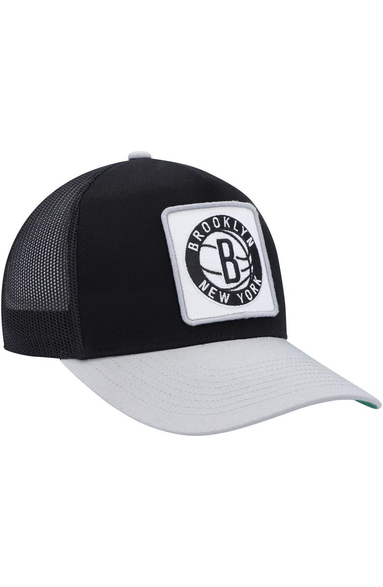 Mitchell & Ness Men's Mitchell & Ness Black/Gray Brooklyn Nets SOUL Truck It Trucker Snapback Hat, Alternate, color, 