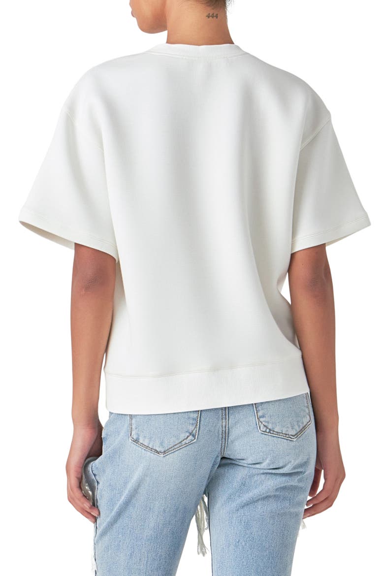 Scuba Knit Short Sleeve Sweatshirt, Alternate, color, OFF WHITE