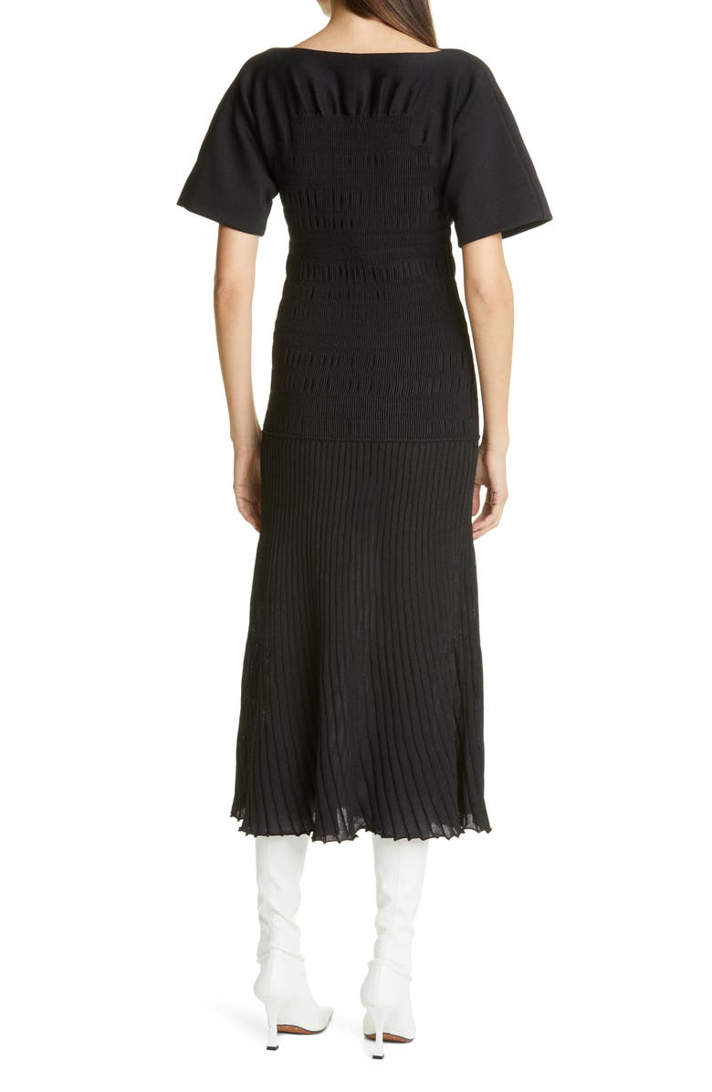 Proenza Schouler Smocked Pleated Midi Dress, Alternate, color, 