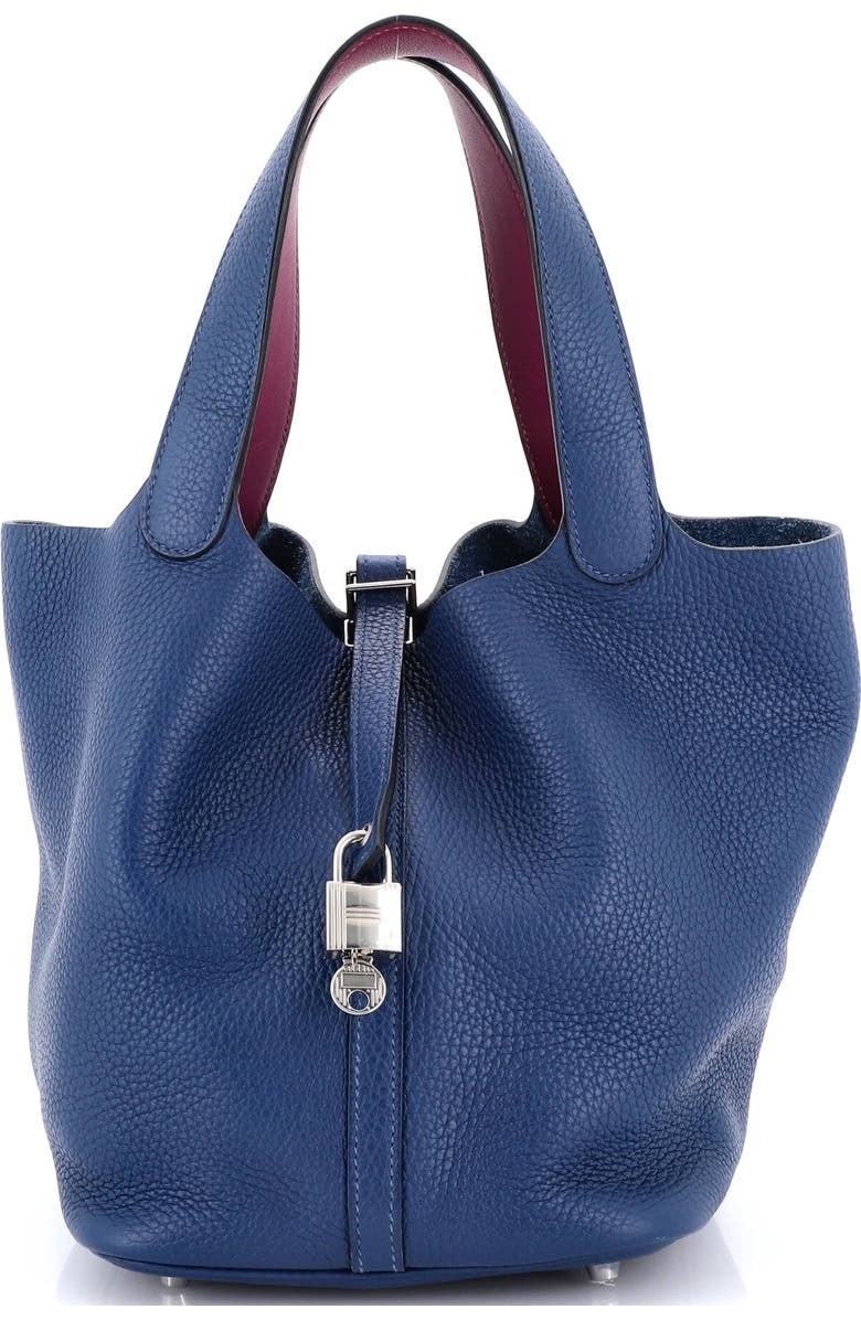 Pre-Owned Hermes Eclat Picotin Lock Bag Clemence MM, Main, color, Deep Bleu/Anemone