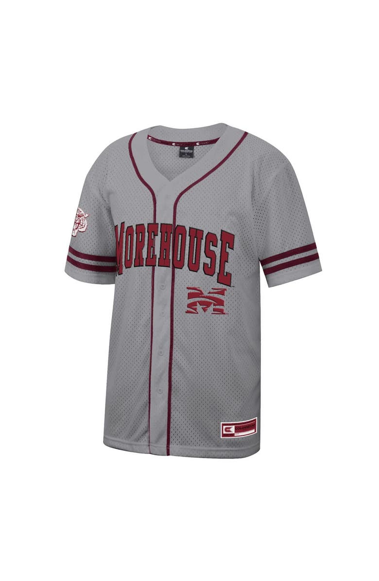 COLOSSEUM Men's Colosseum Gray Morehouse Maroon Tigers Free Spirited Baseball Jersey, Alternate, color, Gray