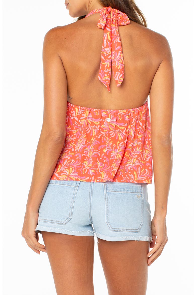 Fairweather Split Front Halter Top, Alternate, color, HOT CORAL