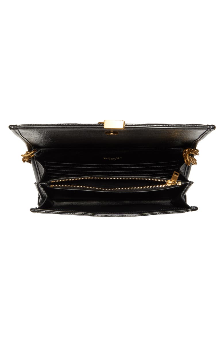 Becky Diamond Quilted Leather Wallet on a Chain, Alternate, color, NERO