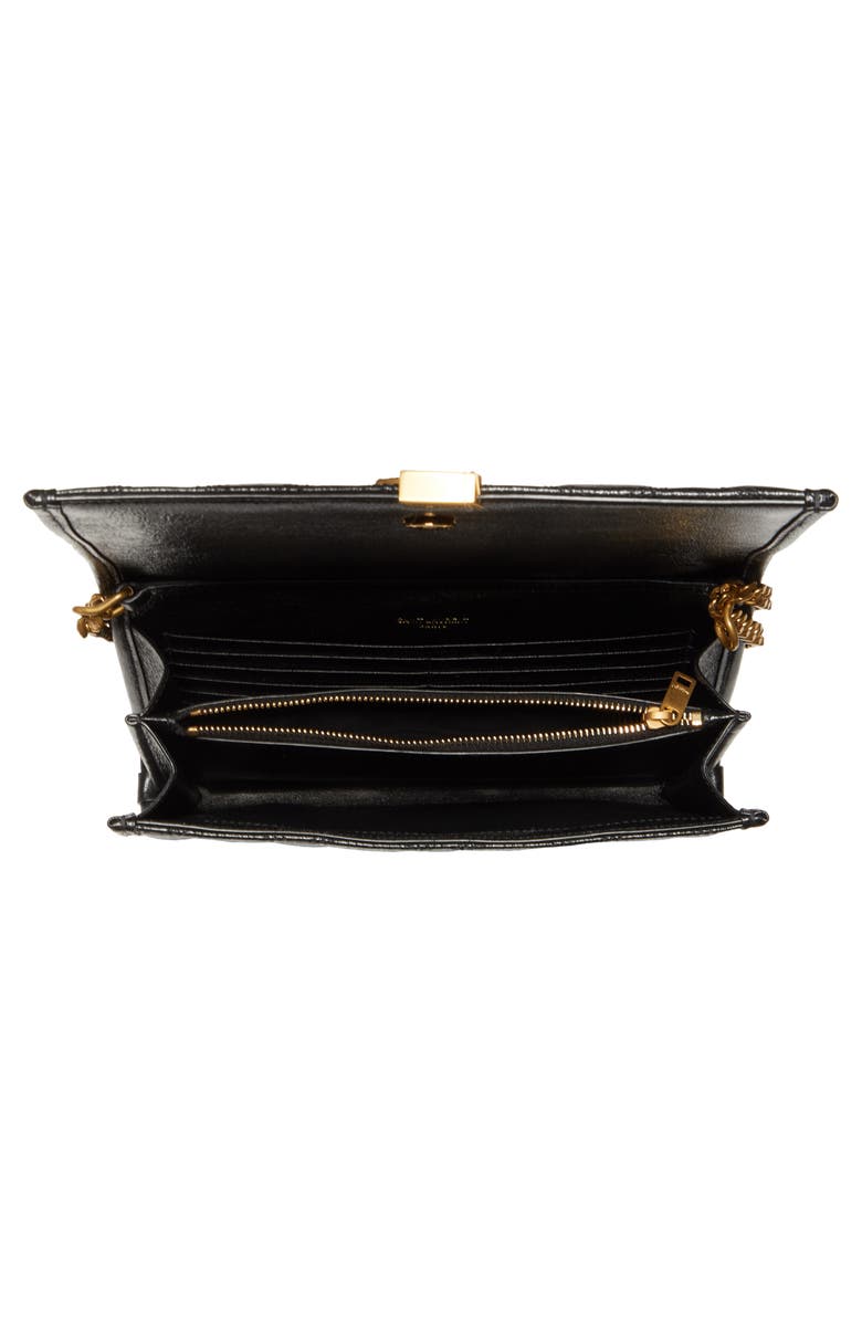 Saint Laurent Becky Diamond Quilted Leather Wallet on a Chain, Alternate, color, 