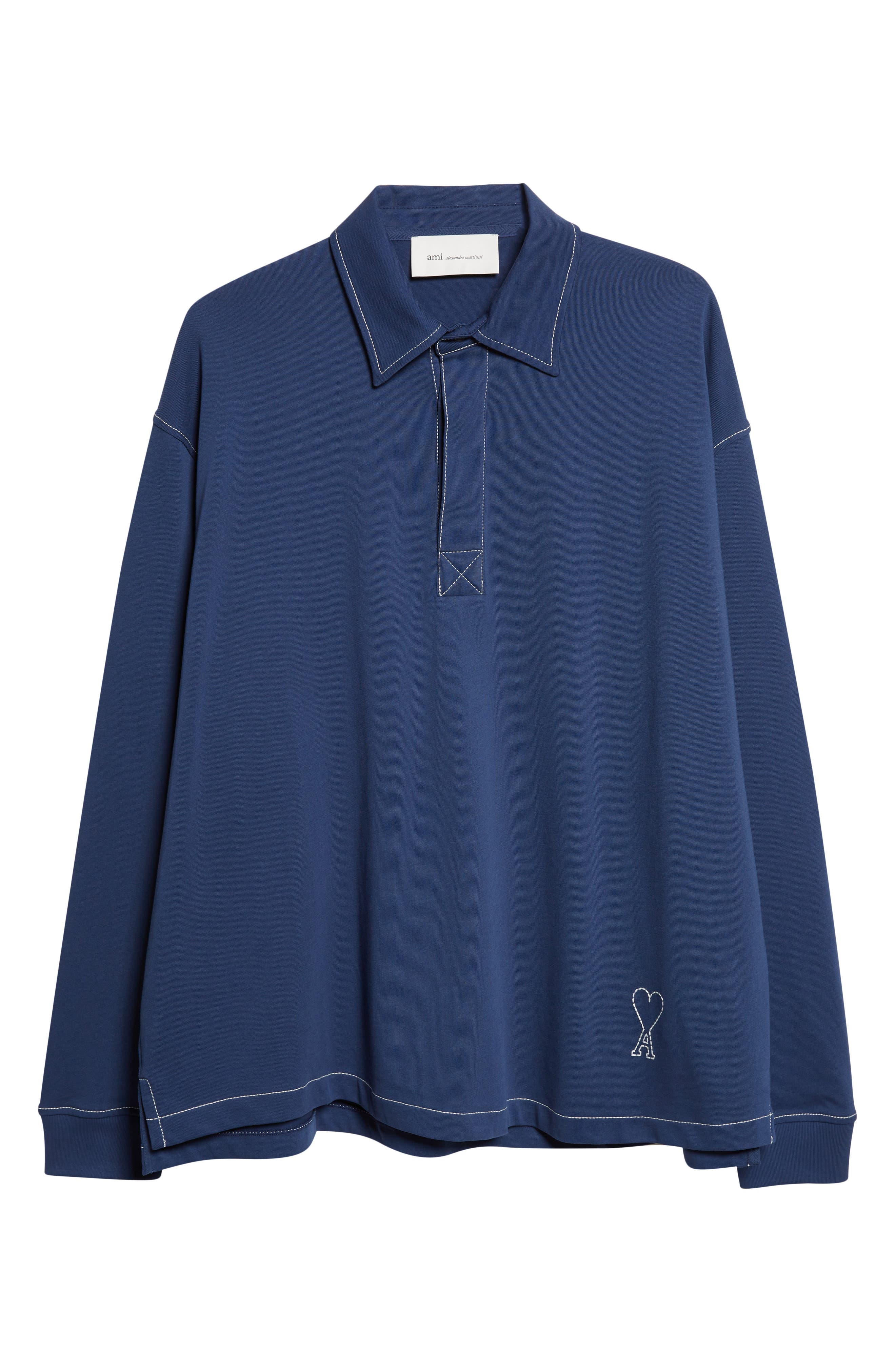 AMI PARIS Oversize Long Sleeve Polo (Men) | Nordstrom