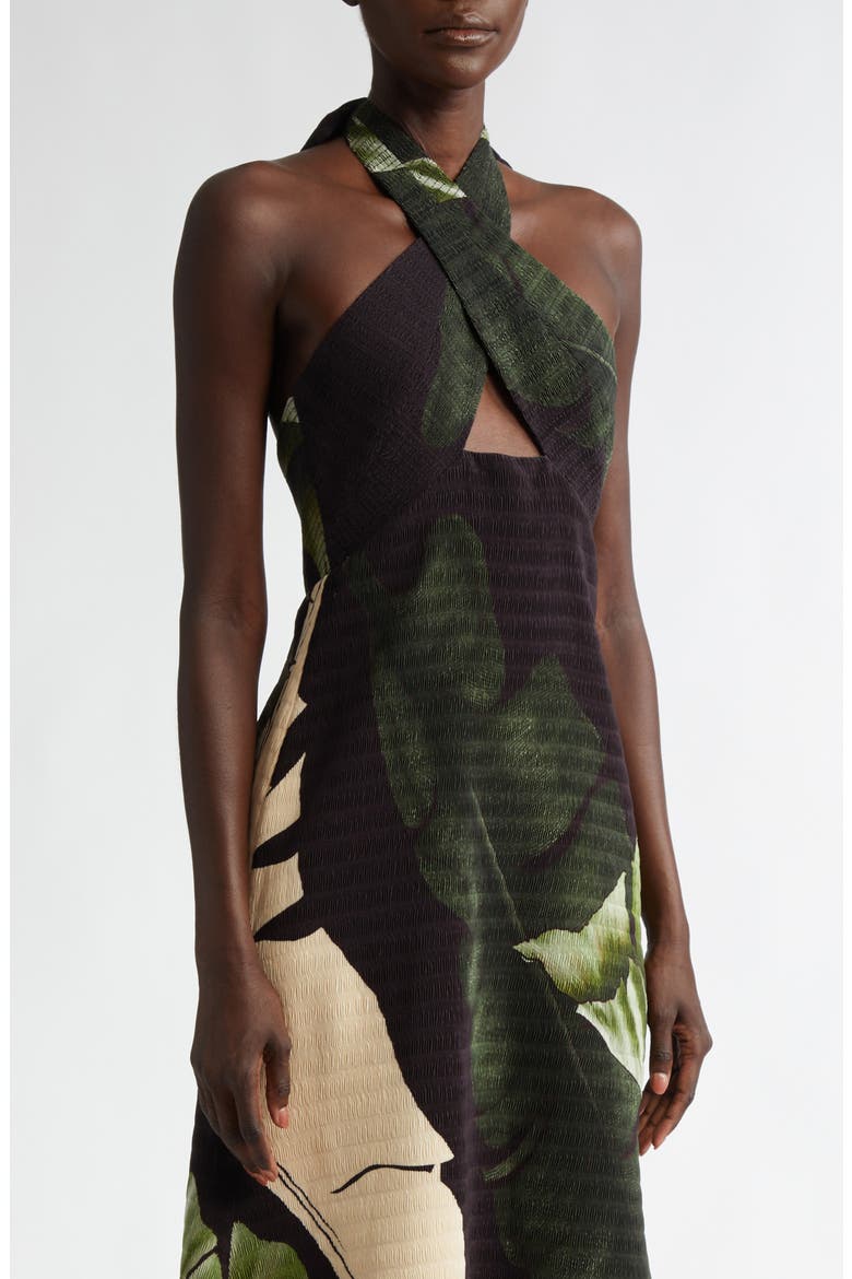 Elegant Expedition Halter Dress, Alternate, color, PALM SHADOWS/ GREEN/ ECRU