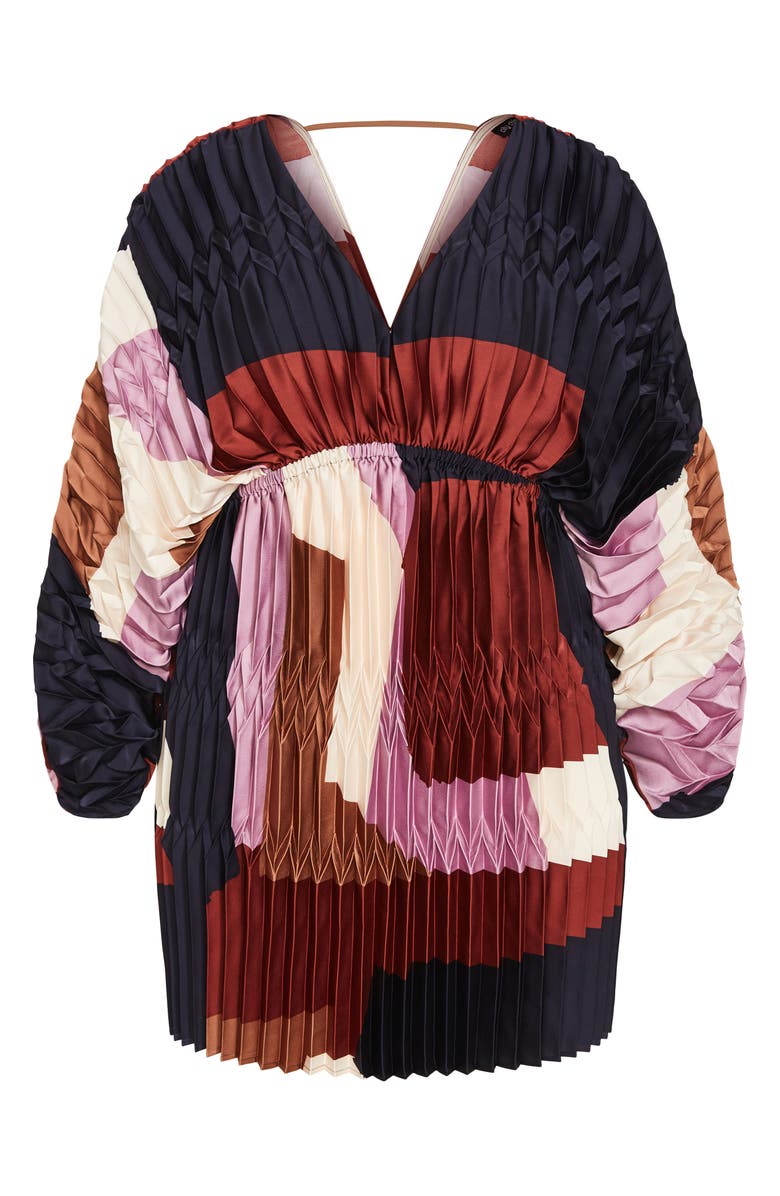 City Chic Keely Pleated Long Sleeve Cocktail Dress, Alternate, color,