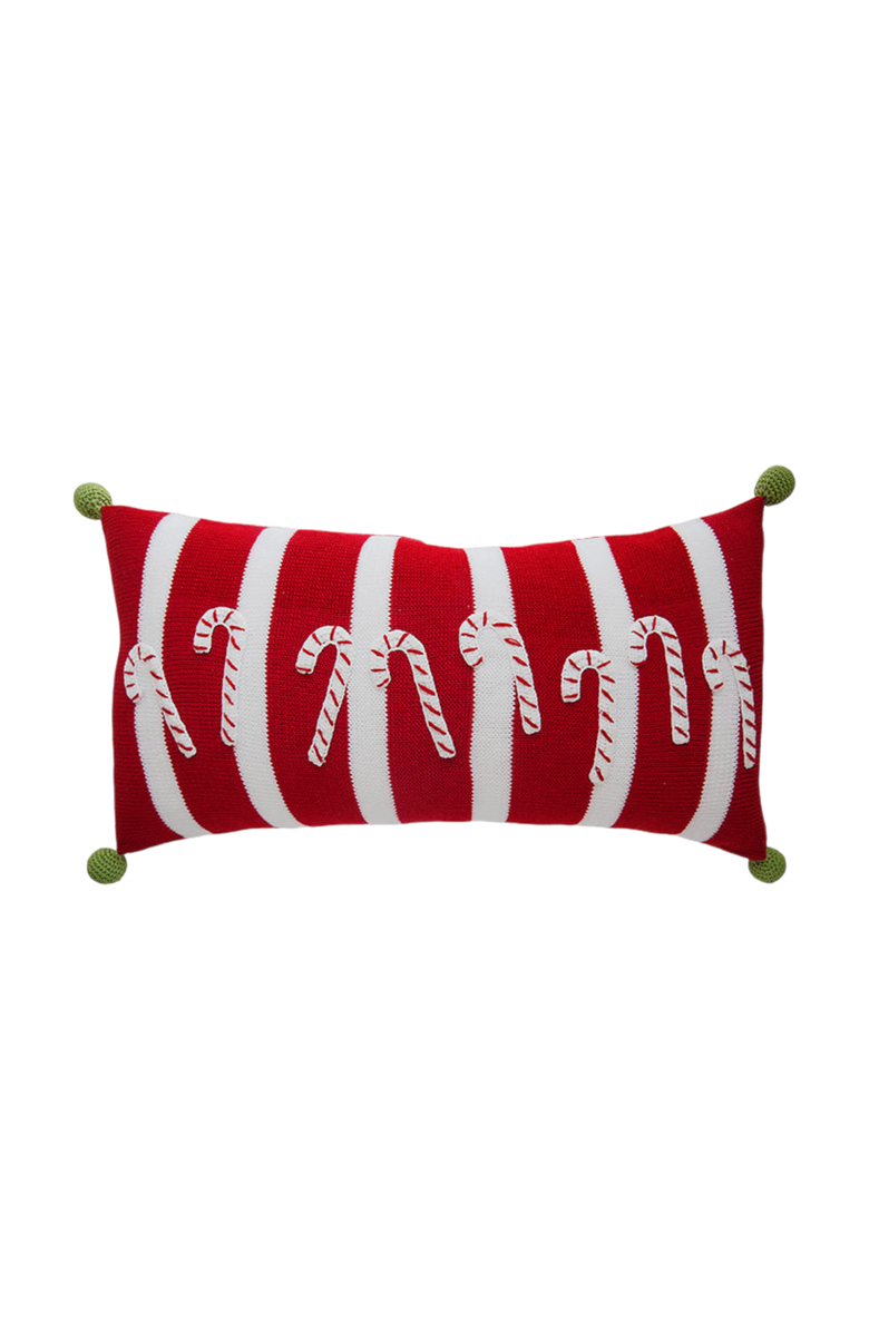 Melange Collection Candy Cane Lumbar Pillow, Main, color, Red