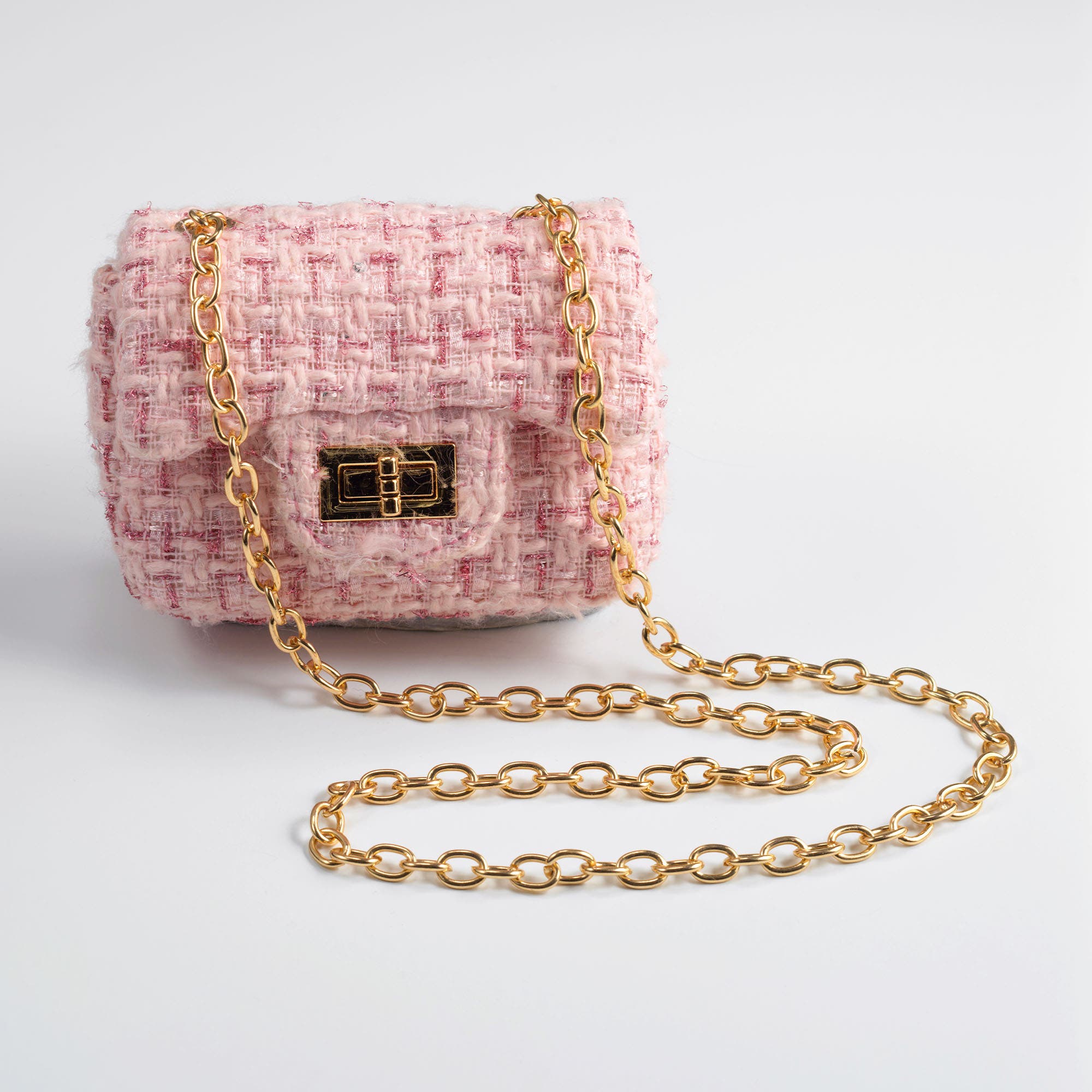 Rachel Riley Pink Tweed Cross Body Bag, Main, color, Pink