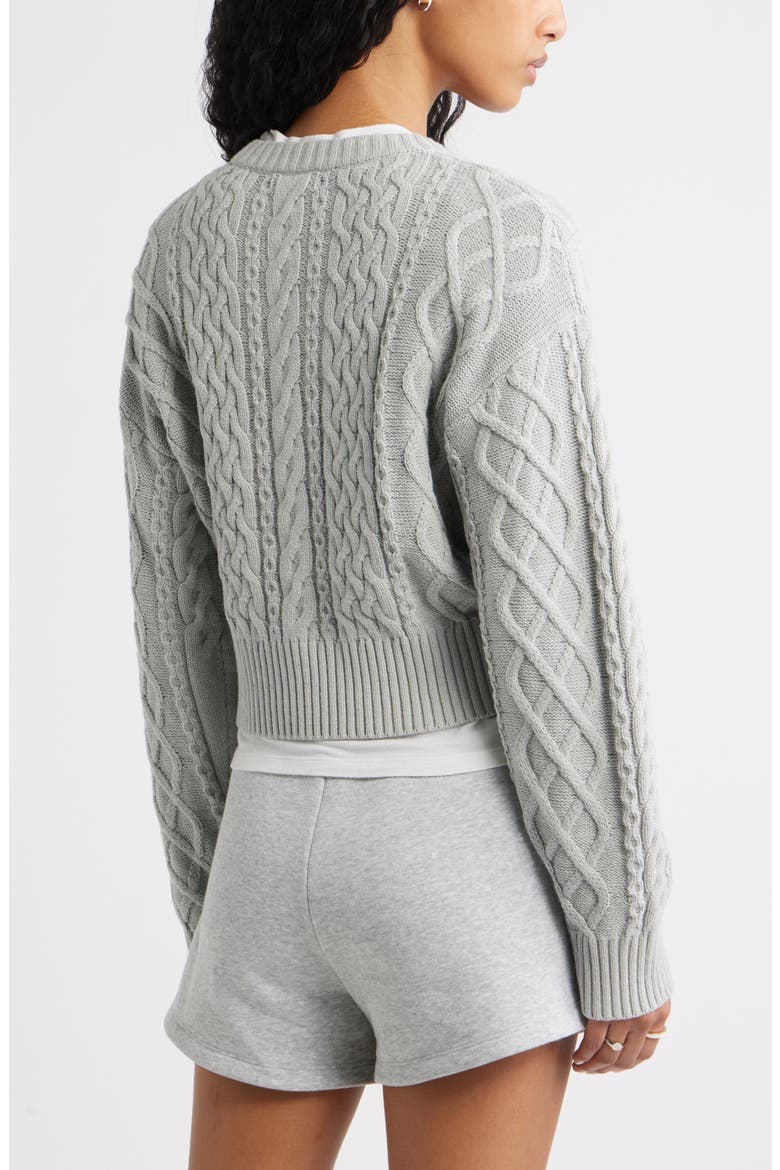Cable Pullover Sweater, Alternate, color, GREY HEATHER