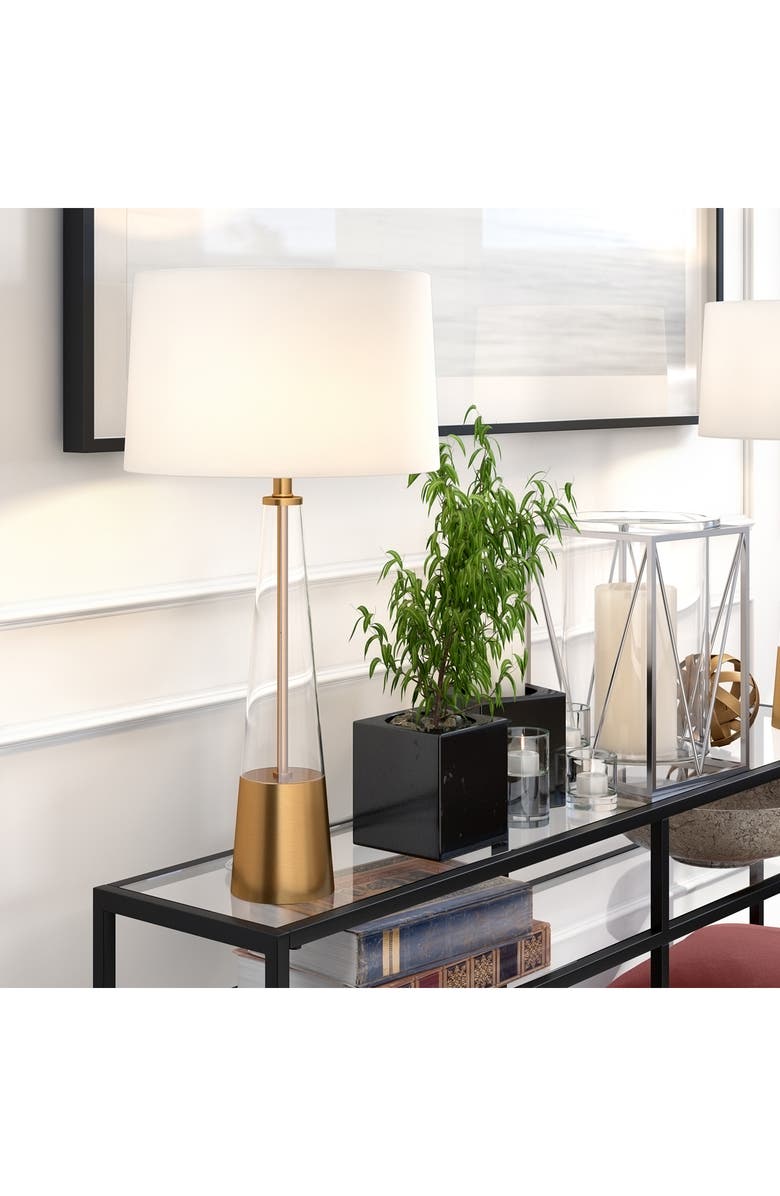 HUDSON AND CANAL Vivien Clear Glass and Brass Table Lamp, Alternate, color, 