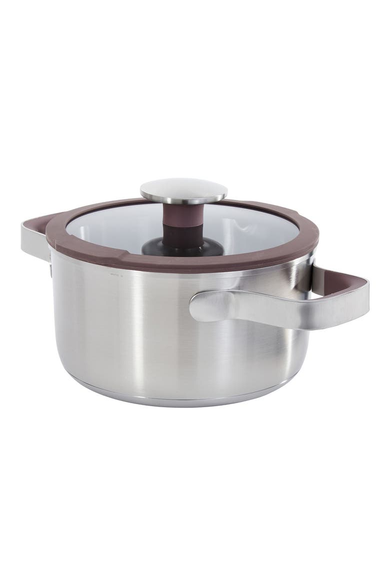 Elements 18/10 Stainless Steel 1.5-Quart Saucepan & Glass Lid, Alternate, color, PURPLE