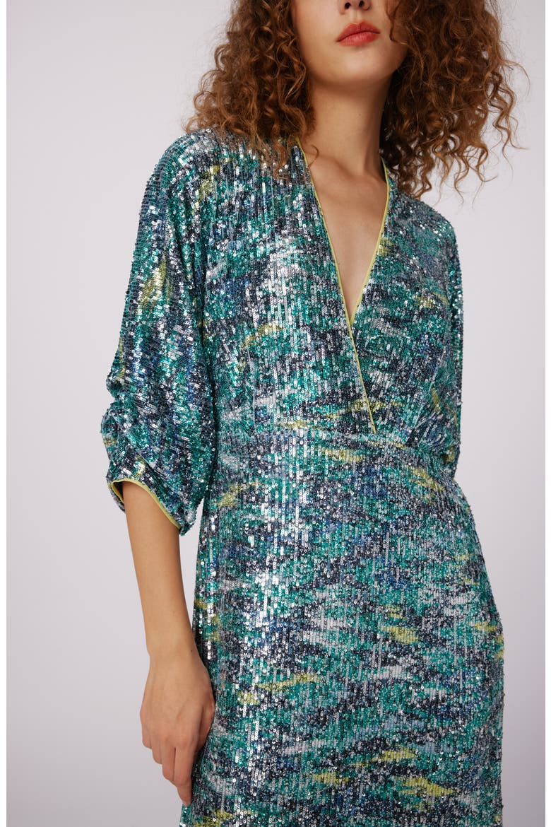 Jessel Sequin Maxi Dress, Alternate, color, FLAMES