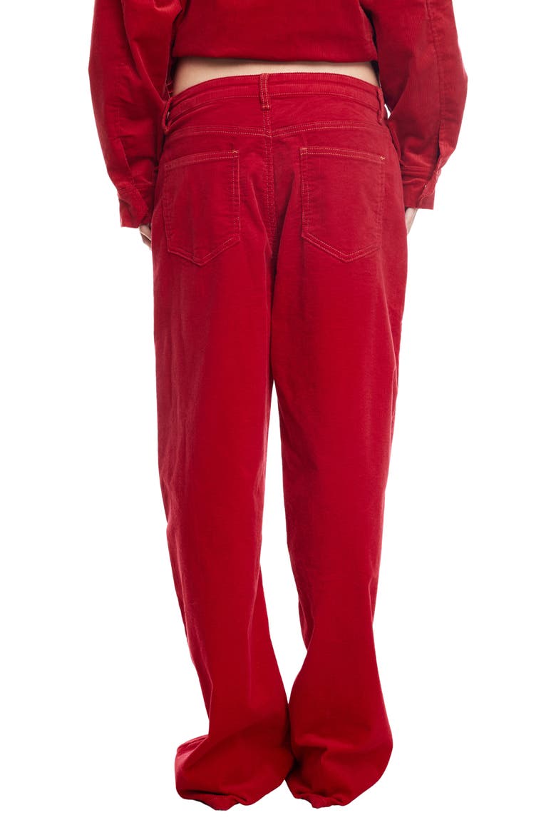 Rebels Low Rise Wide Leg Corduroy Pants, Alternate, color, CRIMSON