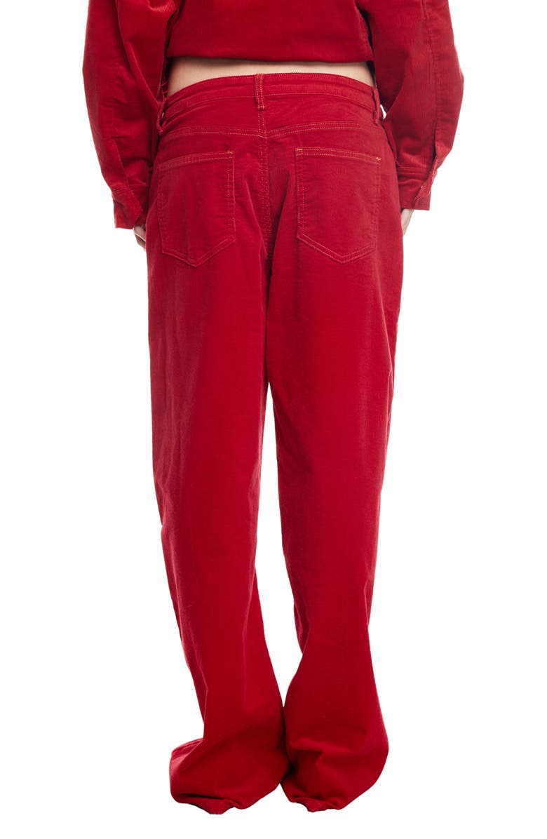 LIONESS Rebels Low Rise Wide Leg Corduroy Pants, Alternate, color, Crimson