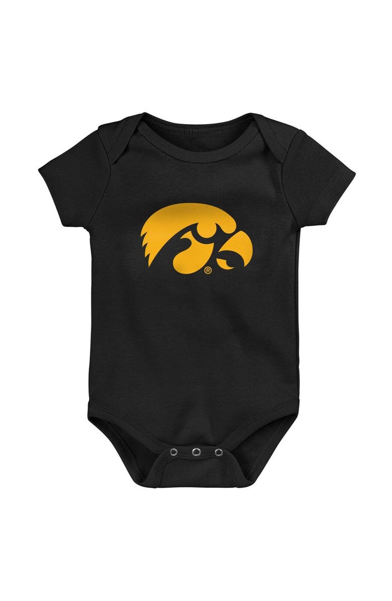 Outerstuff Newborn & Infant Black/Gold/Heathered Gray Iowa Hawkeyes 3-Pack Game On Bodysuit Set, Alternate, color,