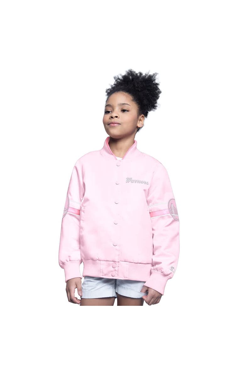Youth Starter  Light Pink Golden State Warriors Arena Full-Snap Varsity Jacket, Alternate, color, Light Pink