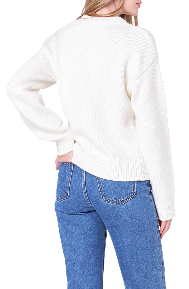 English Factory Heart Pom Sweater, Alternate, color, 