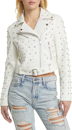 Stud Detail Faux Leather Moto Jacket