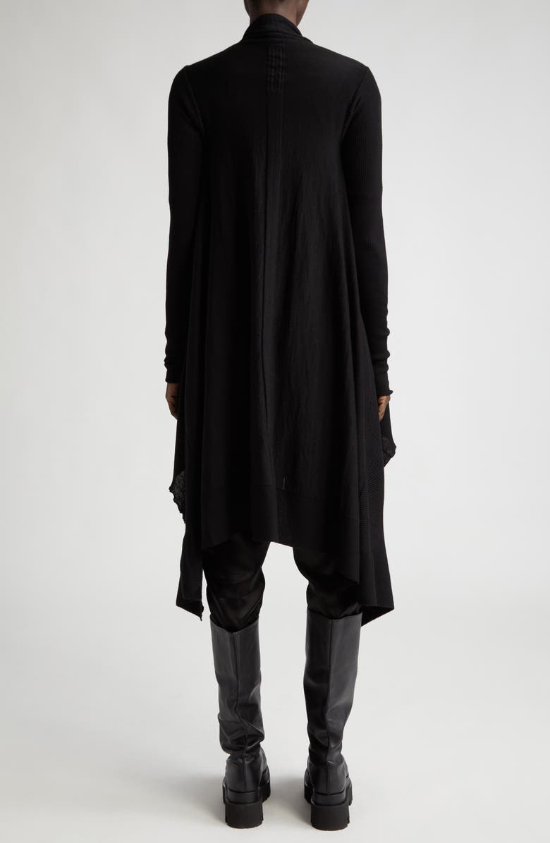 Rick Owens Open Front Long Wool Cardigan, Alternate, color, 