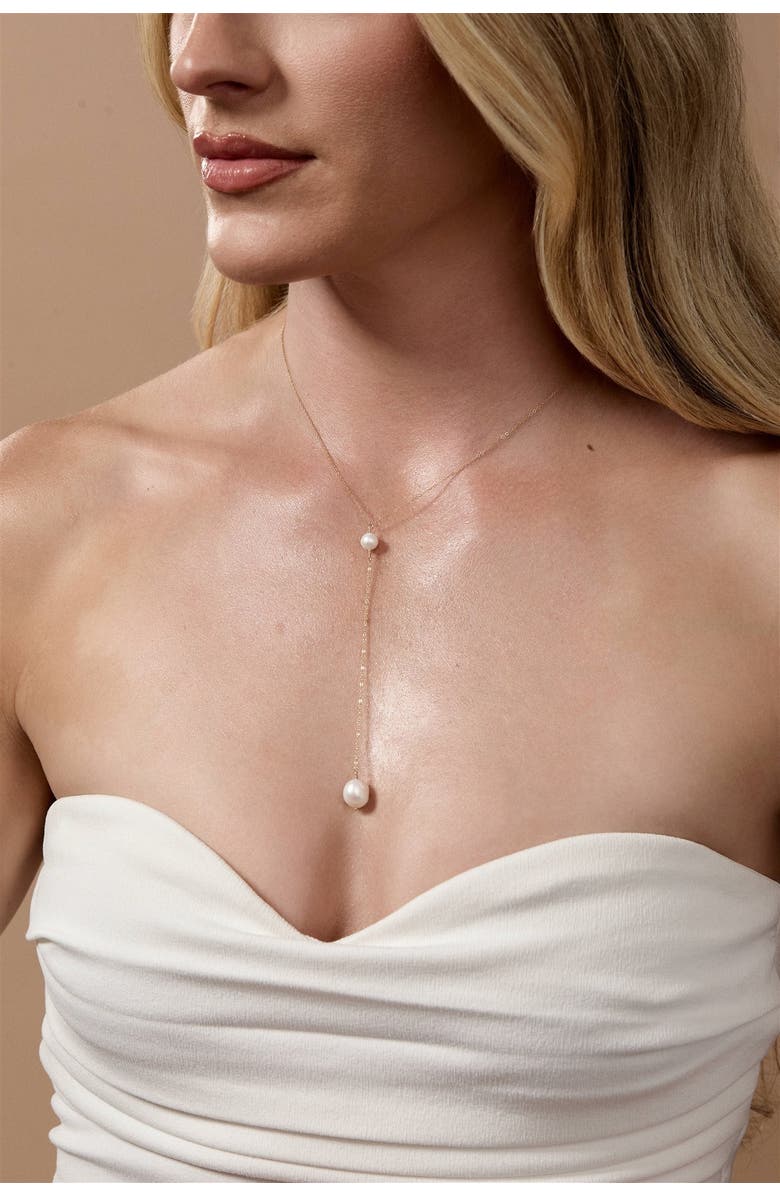 Set & Stones Penny Pearl Lariat Necklace, Alternate, color, Gold