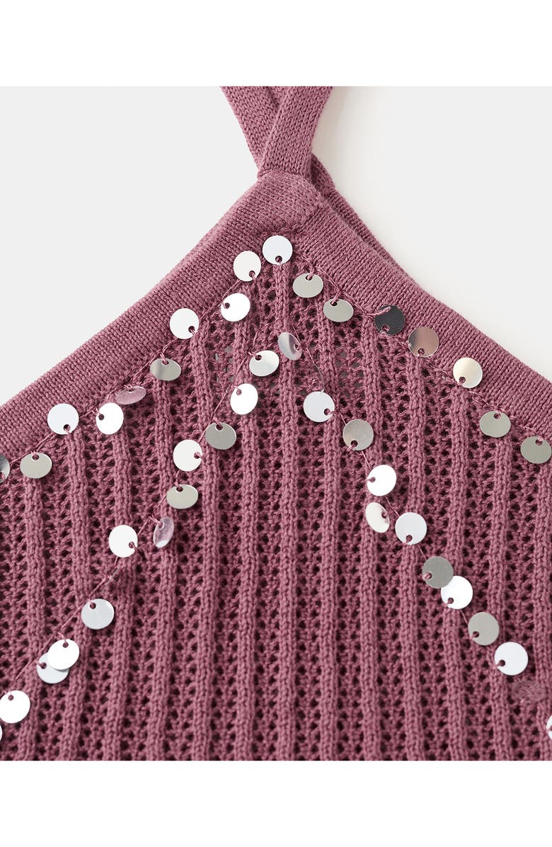 MANGO TEEN Sequin Halter Top, Alternate, color, Pink