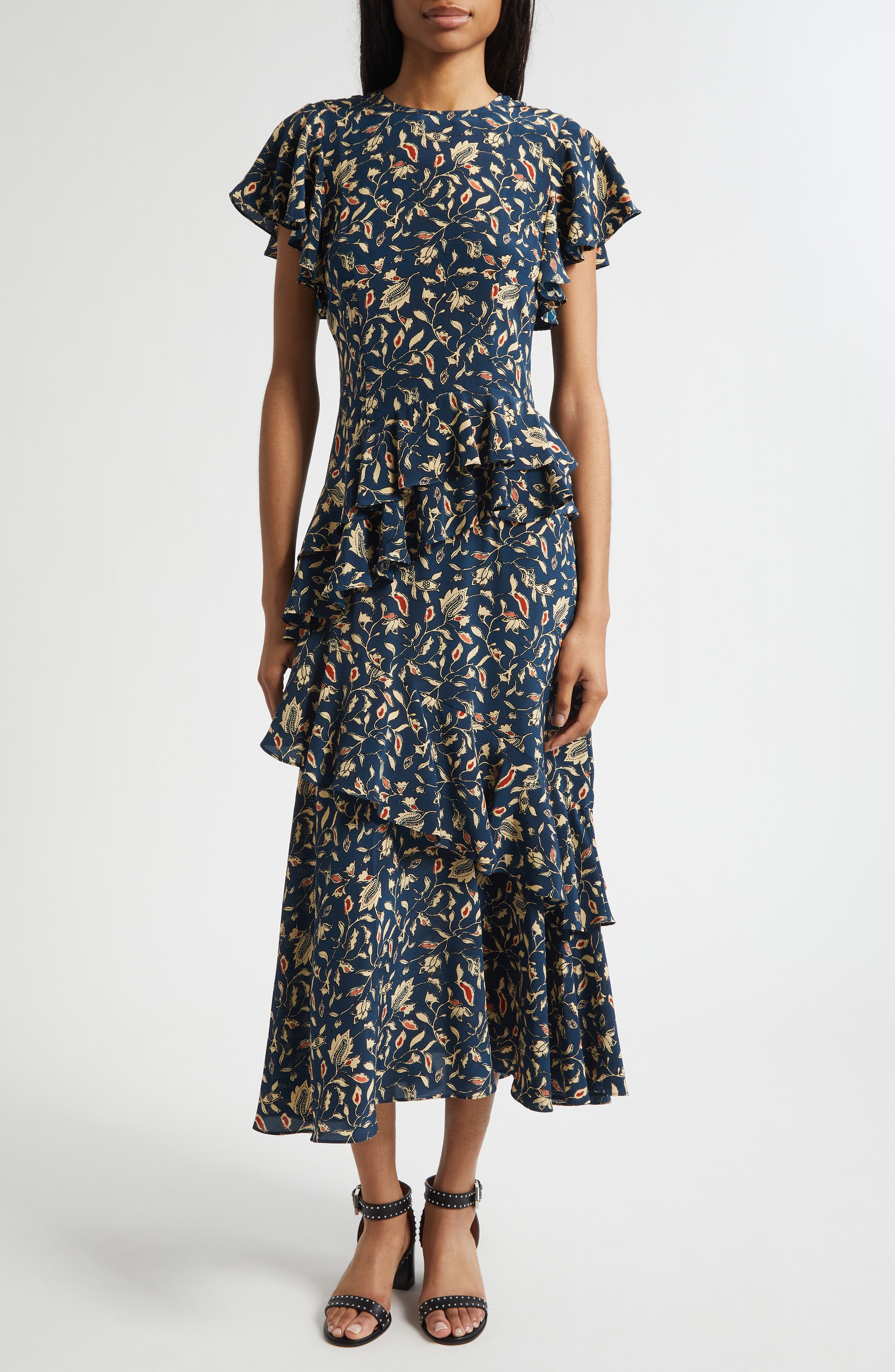 Amaia Ruffle Silk Maxi Dress