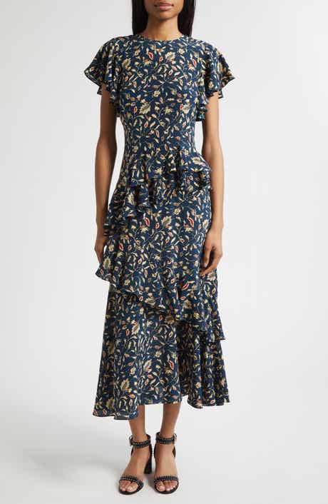Amaia Ruffle Silk Maxi Dress