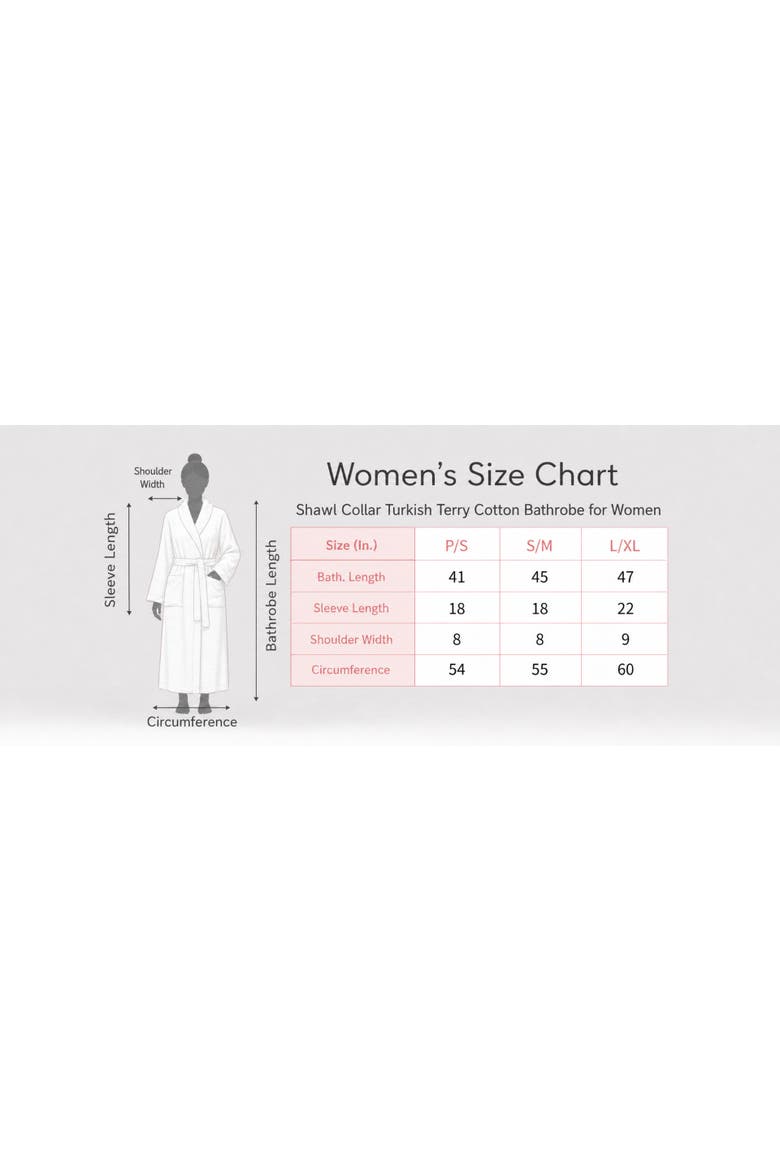 Shawl Collar Turkish Terry Cotton Bathrobe for Women, Alternate, color, Pink