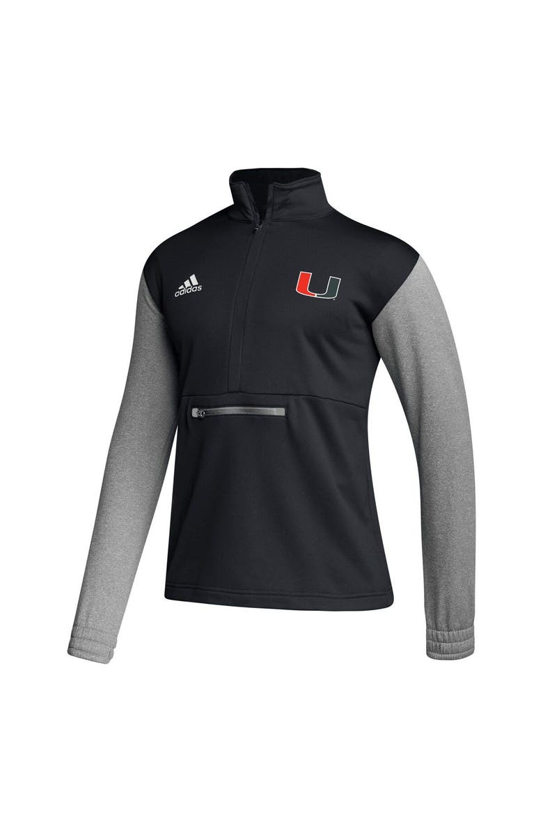 adidas Men's adidas Black Miami Hurricanes Sideline AEROREADY Half-Zip Top, Alternate, color, Black
