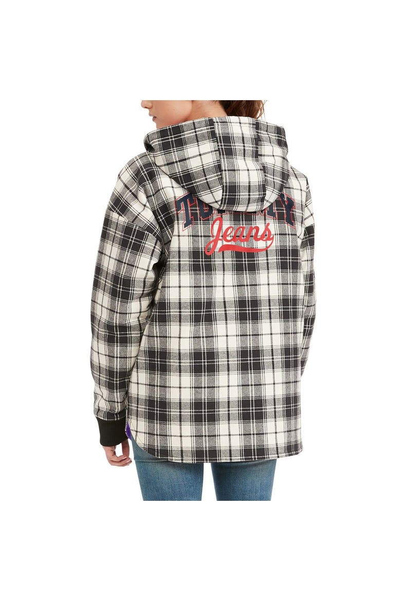 Women's Tommy Jeans Black/Cream Los Angeles Lakers Molly Flannel Full-Zip Hoodie, Alternate, color, Black