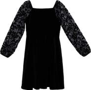 Speechless Kids' Flocked Sleeve Velvet Skater Dress